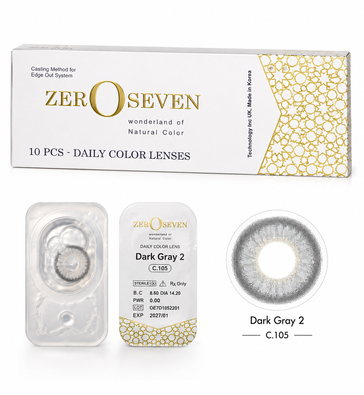 لنز رنگی زیروسون طوسی روشن Dark Gray 2 کد C105