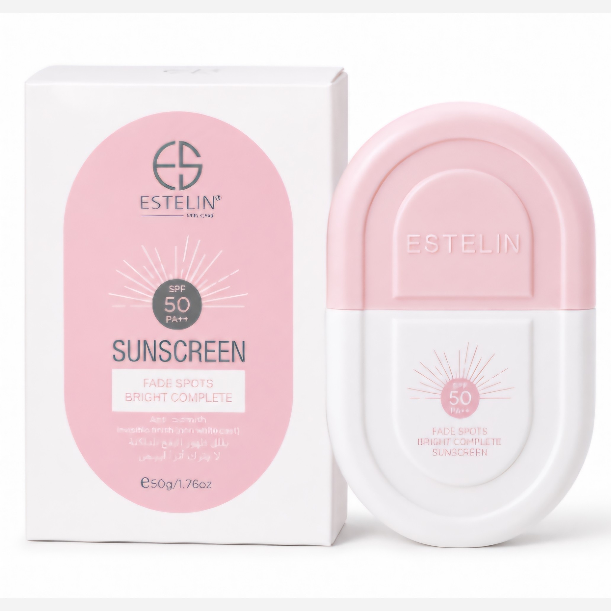 ضد آفتاب صورتی استلین SPF50 بی رنگ ضد لک و روشن کننده