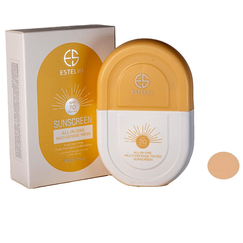 کرم ضد آفتاب رنگی طبیعی استلین SPF 70 مناسب پوشش یکنواخت و محافظت روزانه پوست
